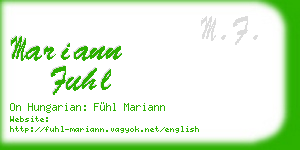 mariann fuhl business card