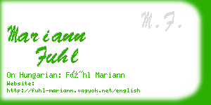 mariann fuhl business card